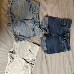 american eagle girls sz 000 Set of Three Denim Shorts in Blue and White